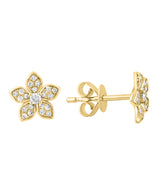 Effy 14K Yellow Gold Diamond Flower Stud Earrings