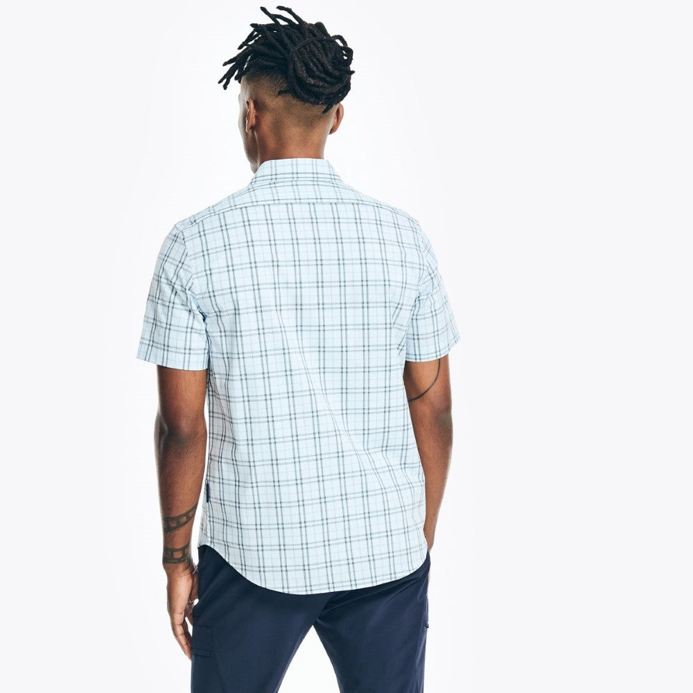 Nautica Men's Navtech Slim Fit Plaid Short-Sleeve Shirt - Moisture-Wicking Stretch Fabric