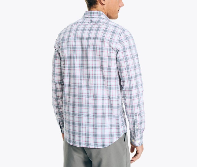 Nautica Mens Navtech Trim Fit Plaid Long Sleeve Button Down Shirt