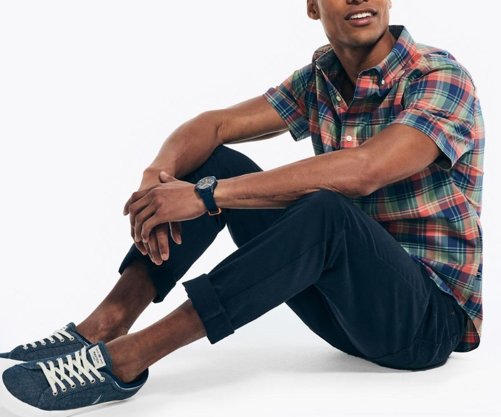 Nautica Mens Sustainably Crafted Plaid Short Sleeve Shirt