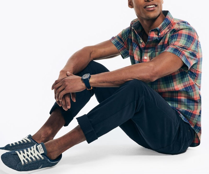 Nautica Mens Sustainably Crafted Plaid Short Sleeve Shirt