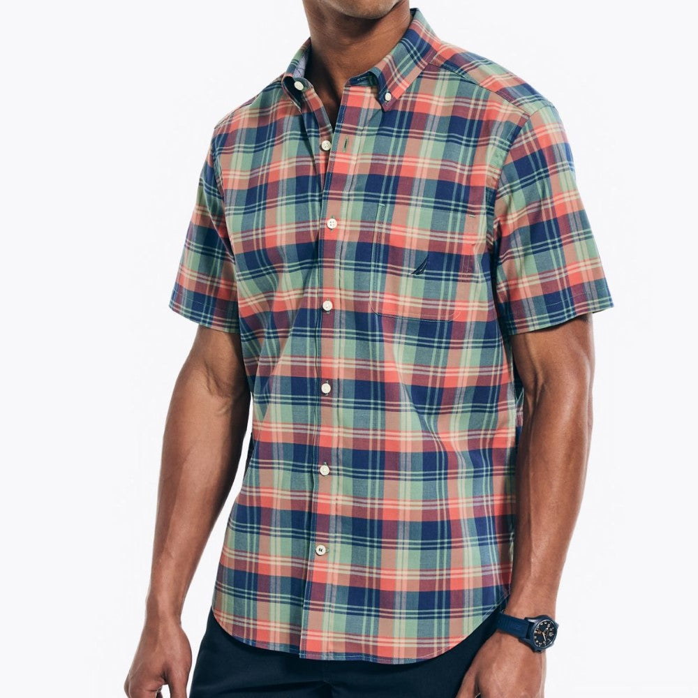 Nautica Mens Sustainably Crafted Plaid Short Sleeve Shirt