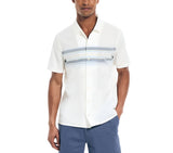 Nautica Mens Sustainably Crafted Chest-Stripe Camp Short Sleeve Shirt