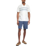 Nautica Mens Sustainably Crafted Chest-Stripe Camp Short Sleeve Shirt