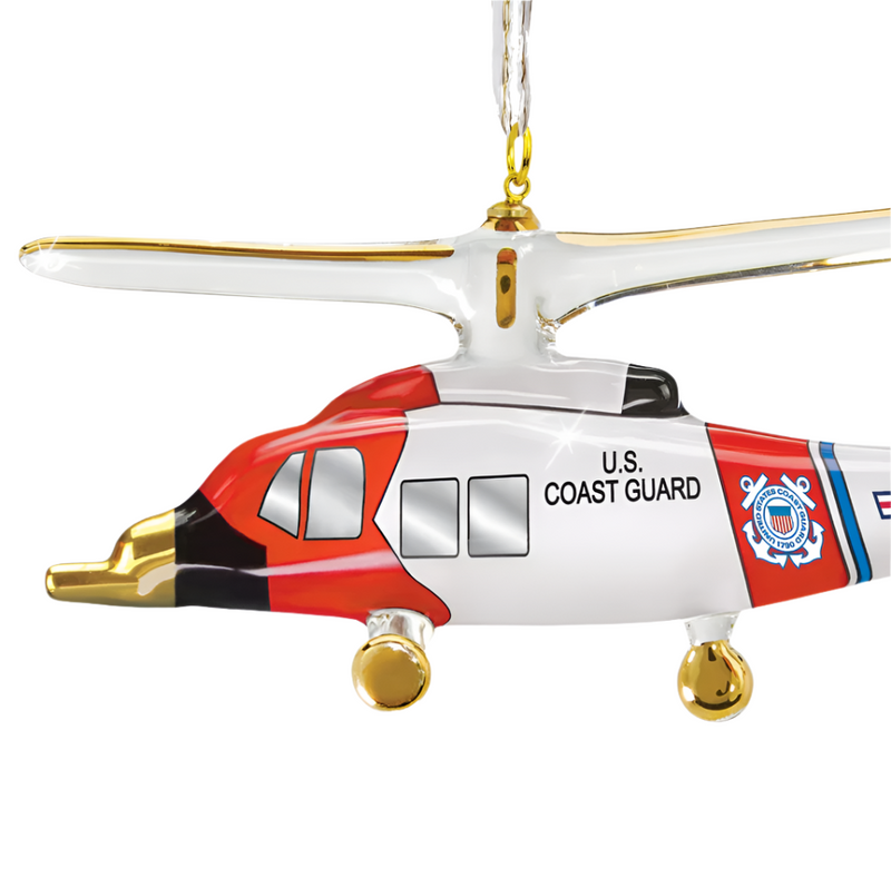 Glass Baron U.S. Coast Guard Jayhawk Helicopter Ornament