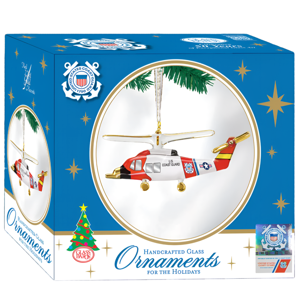 Glass Baron U.S. Coast Guard Jayhawk Helicopter Ornament