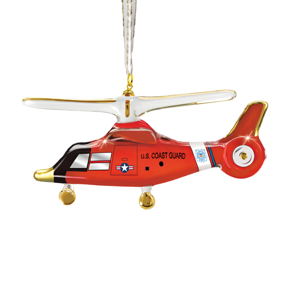 Glass Baron U.S. Coast Guard Dolphin Helicopter Ornament