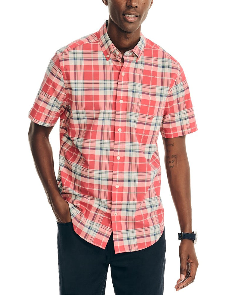 Nautica Mens Tencel Plaid Short Sleeve Button Down Shirt ShopCGX Nautica Mens Tencel Plaid Short Sleeve Button Down Shirt ShopCGX