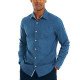 Nautica Mens Navtech Anchor Print Long Sleeve Woven Shirt