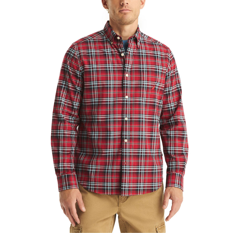 Nautica Mens Sustainably Crafted Plaid Long Sleeve Shirt