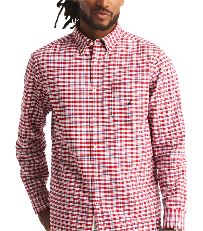 Nautica Mens Boathouse Prep Striped Oxford Long Sleeve Shirt