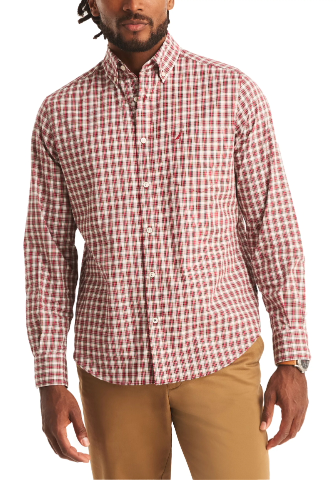 nautica slim fit wrinkle resistant dress shirt Nautica Wrinkle-Resistant Plaid Long Sleeve Shirt – ShopCGX