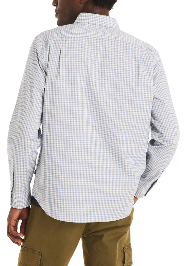 Nautica Mens Wrinkle-Resistant Plaid Long Sleeve Shirt