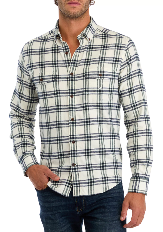 Nautica Mens Sustainably Crafted Long Sleeve Flannel Shirt