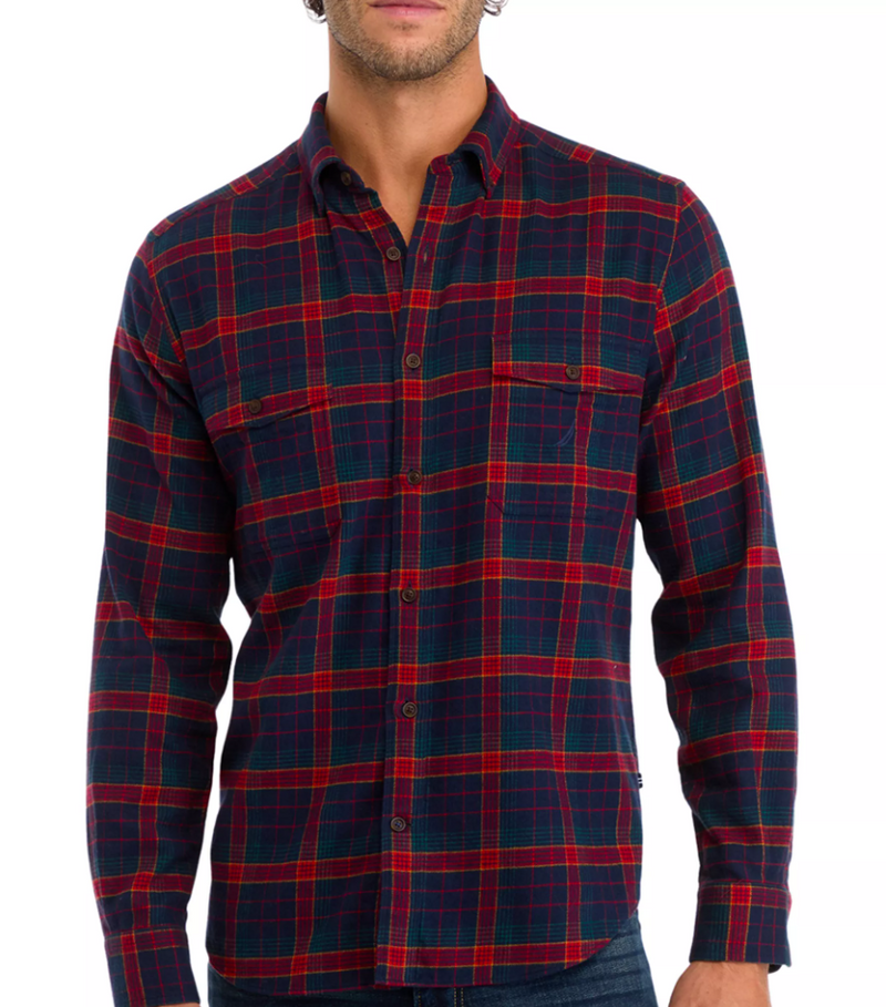 Nautica Mens Sustainably Crafted Long Sleeve Flannel Shirt