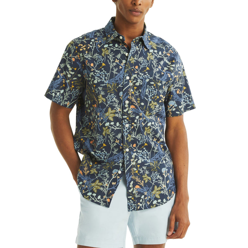 Nautica Mens Cotton Tencel Print Short Sleeve Shirt