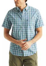 Nautica Mens Plaid Short Sleeve Shirt