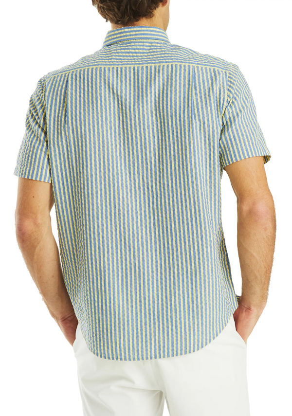 Nautica Mens Striped Seersucker Short Sleeve Shirt