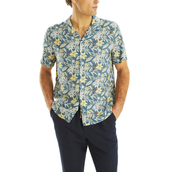 Nautica Mens Ecovero Linen Short Sleeve Button Down Shirt