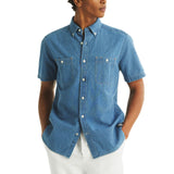 Nautica Mens Chambray Short Sleeve Button Down Shirt