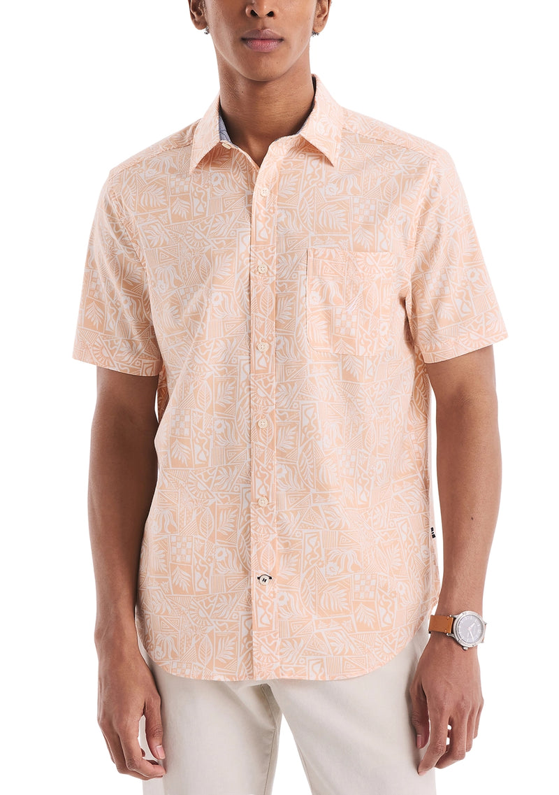 Nautica Mens Tencel Cotton Printed Short Sleeve Shirt