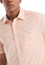 Nautica Mens Tencel Cotton Printed Short Sleeve Shirt