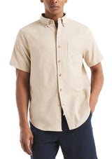 Nautica Mens Solid Cotton Jaspe Short Sleeve Shirt