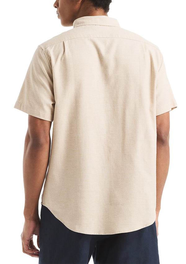 Nautica Mens Solid Cotton Jaspe Short Sleeve Shirt