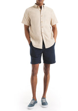 Nautica Mens Solid Cotton Jaspe Short Sleeve Shirt