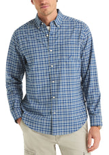 Nautica Mens Tencel Plaid Long Sleeve Shirt