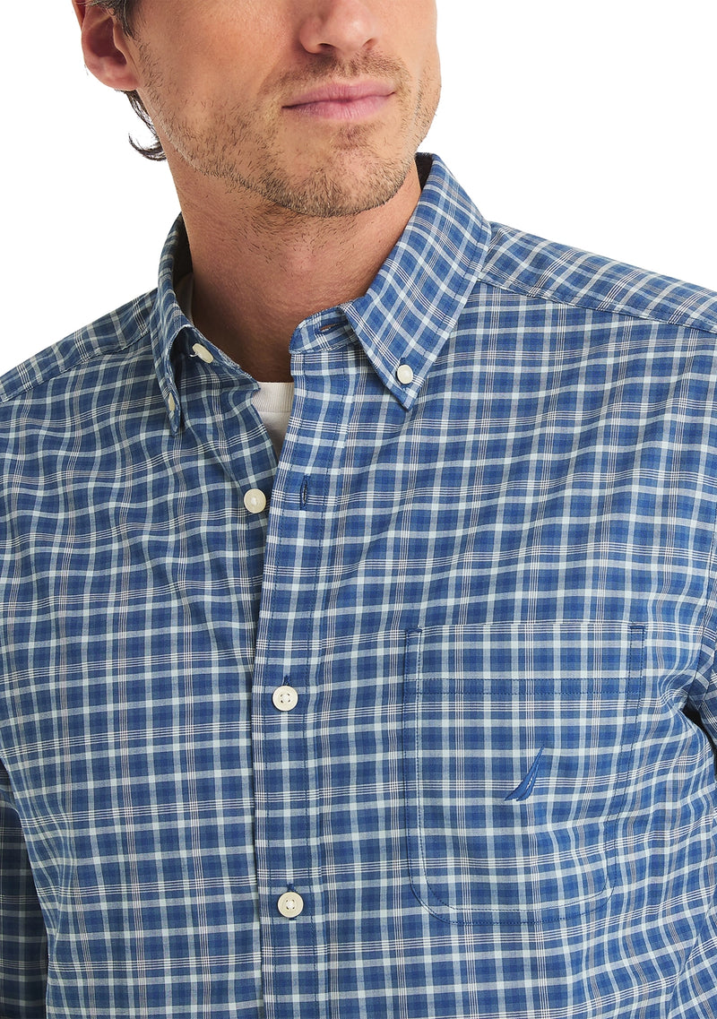 Nautica Mens Tencel Plaid Long Sleeve Shirt