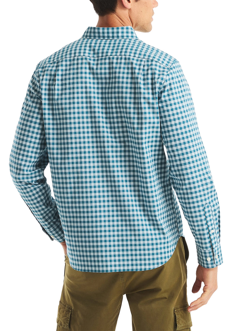 Nautica Mens Tencel Plaid Long Sleeve Shirt