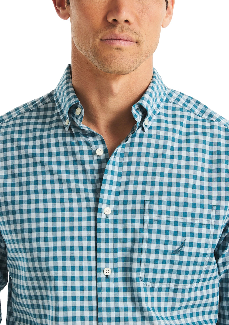 Nautica Mens Tencel Plaid Long Sleeve Shirt