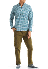 Nautica Mens Tencel Plaid Long Sleeve Shirt