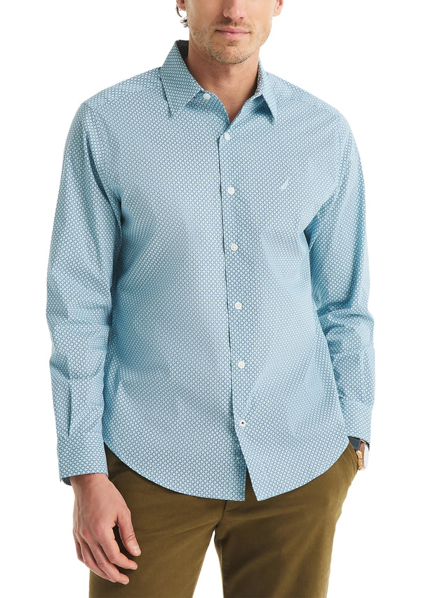 Nautica Mens Printed Woven Long Sleeve Shirt