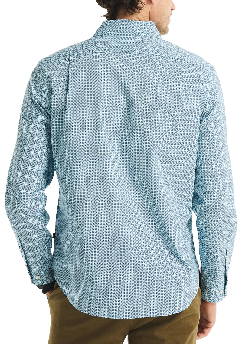 Nautica Mens Printed Woven Long Sleeve Shirt