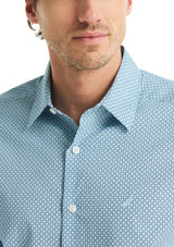 Nautica Mens Printed Woven Long Sleeve Shirt