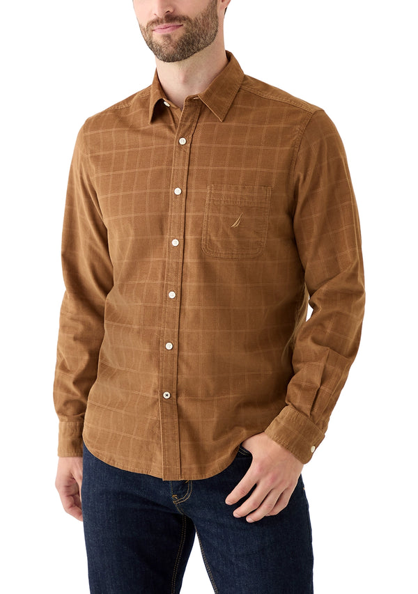 Nautica Mens Corduroy Plaid Flannel Long Sleeve Shirt