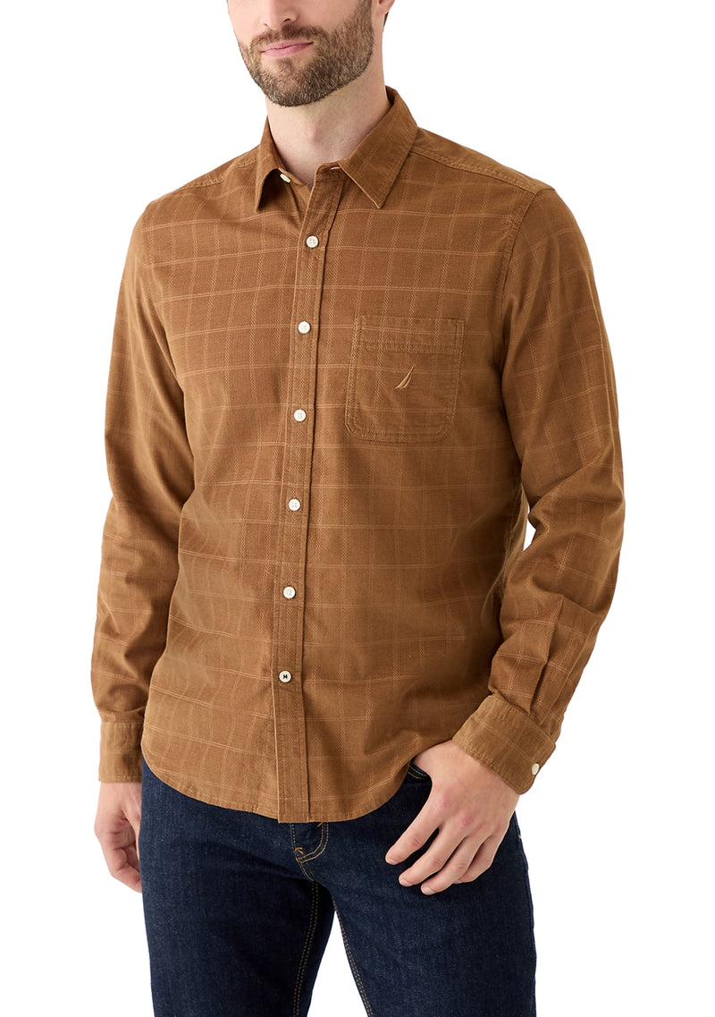 Nautica Mens Corduroy Plaid Flannel Long Sleeve Shirt