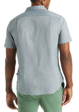 Nautica Mens Oxford Dobby Woven Button Up Short Sleeve Shirt
