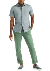 Nautica Mens Oxford Dobby Woven Button Up Short Sleeve Shirt