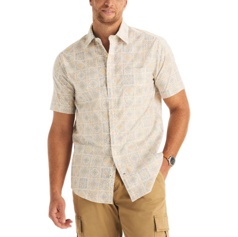Nautica Mens Sustainably Crafted Printed Short Sleeve Shirt