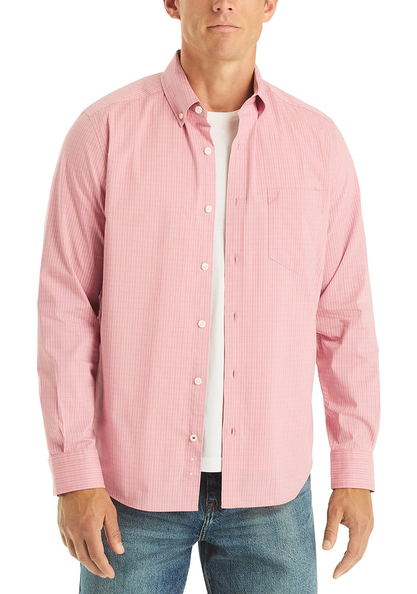 Nautica Mens Moisture Wicking Plaid Long Sleeve Shirt