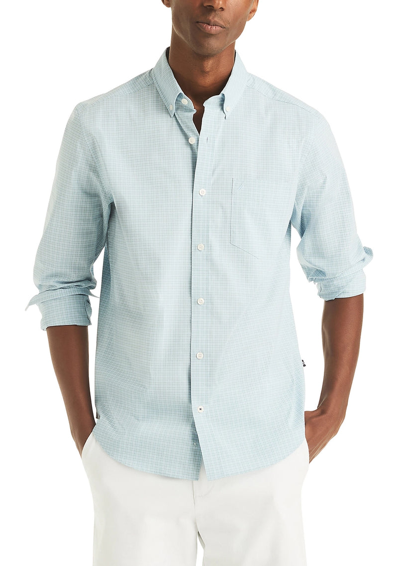 Nautica Mens Moisture Wicking Plaid Long Sleeve Shirt