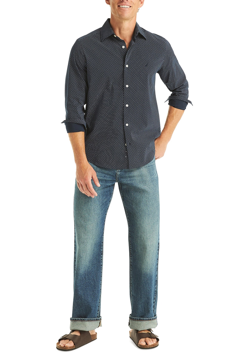 Nautica Mens Printed Long Sleeve Shirt
