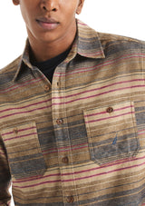 Nautica Mens Striped Flannel Long Sleeve Shirt