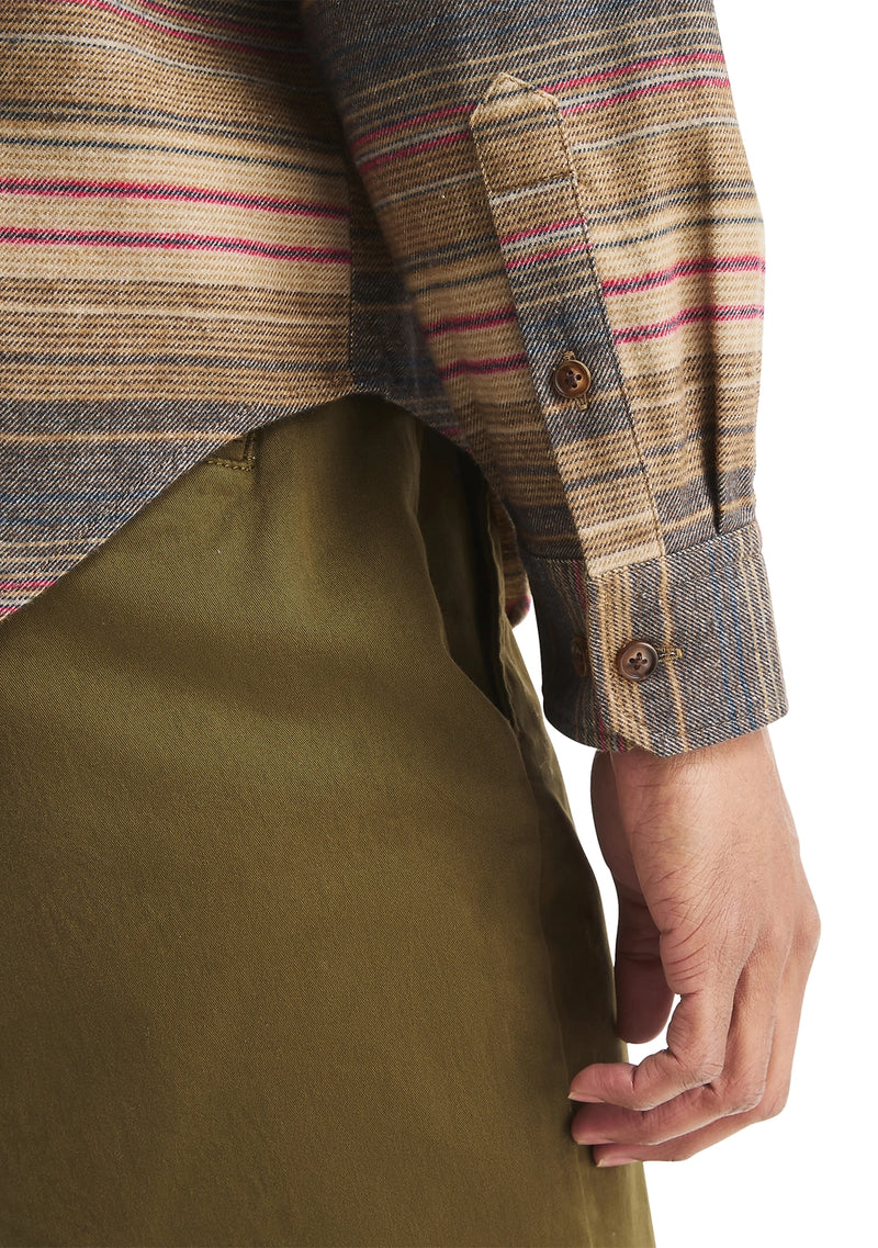 Nautica Mens Striped Flannel Long Sleeve Shirt