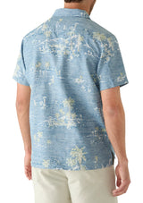 Nautica Mens Linen Scenic Camp Collar Short Sleeve Shirt