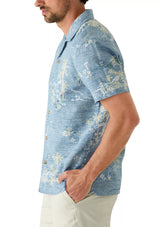 Nautica Mens Linen Scenic Camp Collar Short Sleeve Shirt