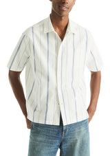 Nautica Mens Vertical Stripe Short Sleeve Button Down Shirt